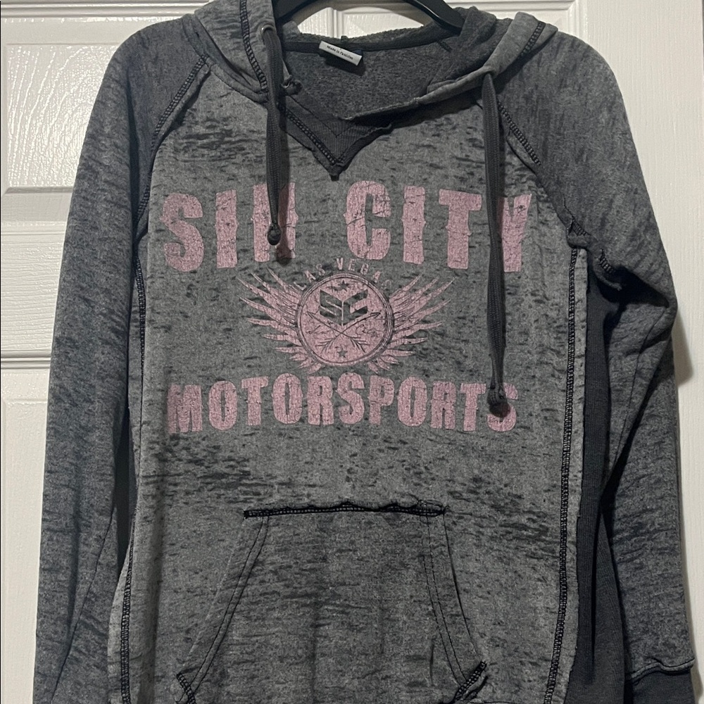Gray and Pink Sin City Motorsports Hoodie Las Vegas
